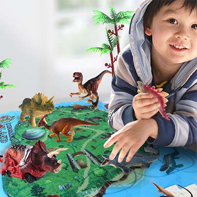 لعبة اطفال سيارات ديناصورات كهربائية على سكك حديدية