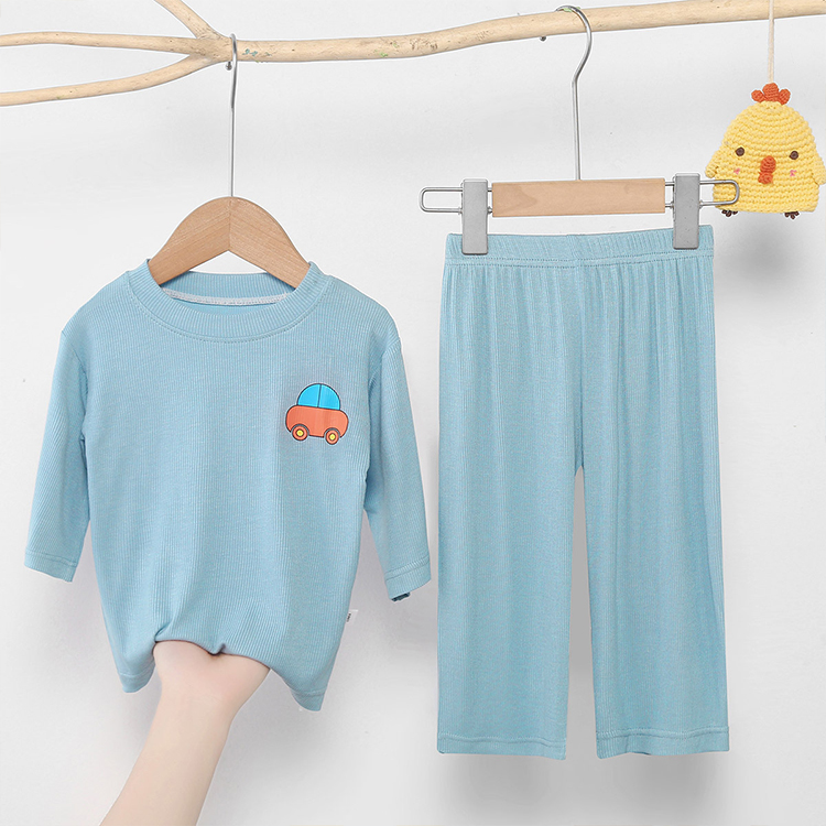 طقم  قطعتين قميص رقيق بكم 3/4 للصيف