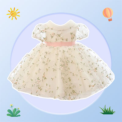 فستان أميرة صيفي من التول الرومانسي للأطفال