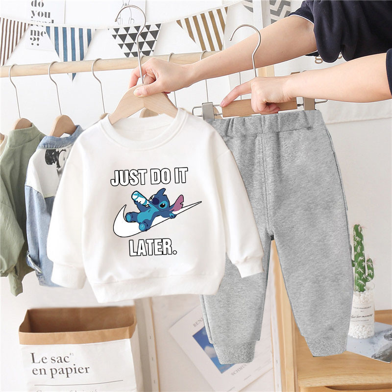 طقم سويت شيرت كرتون من قطعتين للأطفال