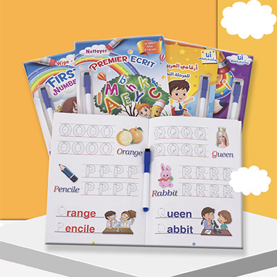 كراسة الخط بالغة العربية والانجليزية للأطفال