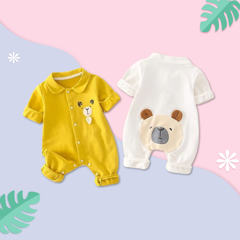 ملابس سيامي مطبوعة بالدب المحبوب للرضيع في الربيع والخريف