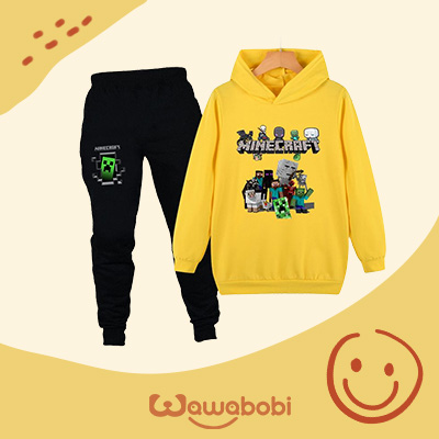 طقم هودي بحياكة بطبعة أنيمي ومانجا للأطفال