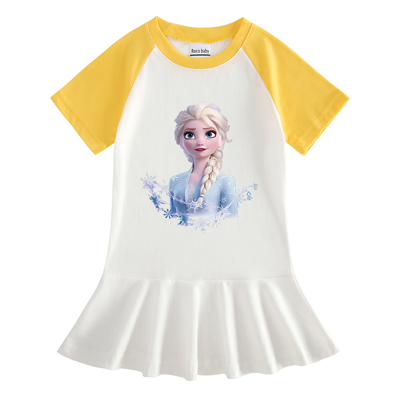 فستان مطوي ملكة الثلج للصيف للطفلة
