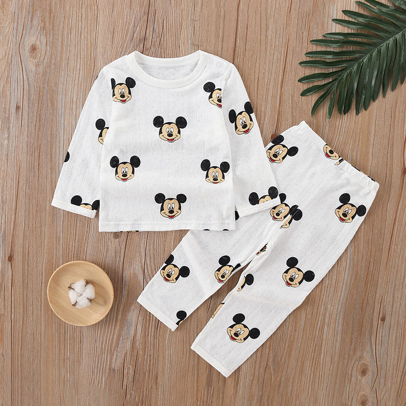 طقم ملابس منزلية بأكمام طويلة من ألياف الخيزران للأطفال