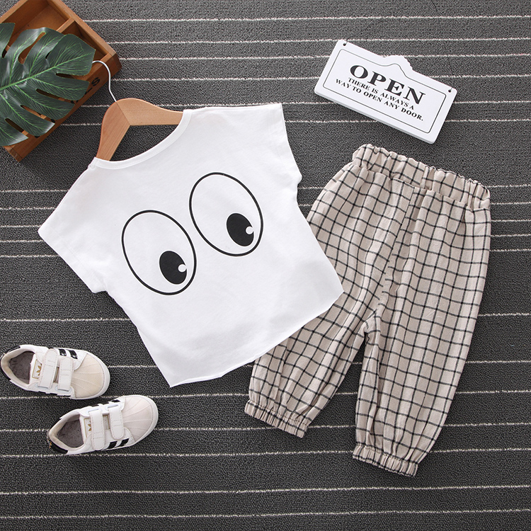 طقم ملابس صيفية مبطوعة بنمط العين الكبير للأطفال من المنتجات الجديدة