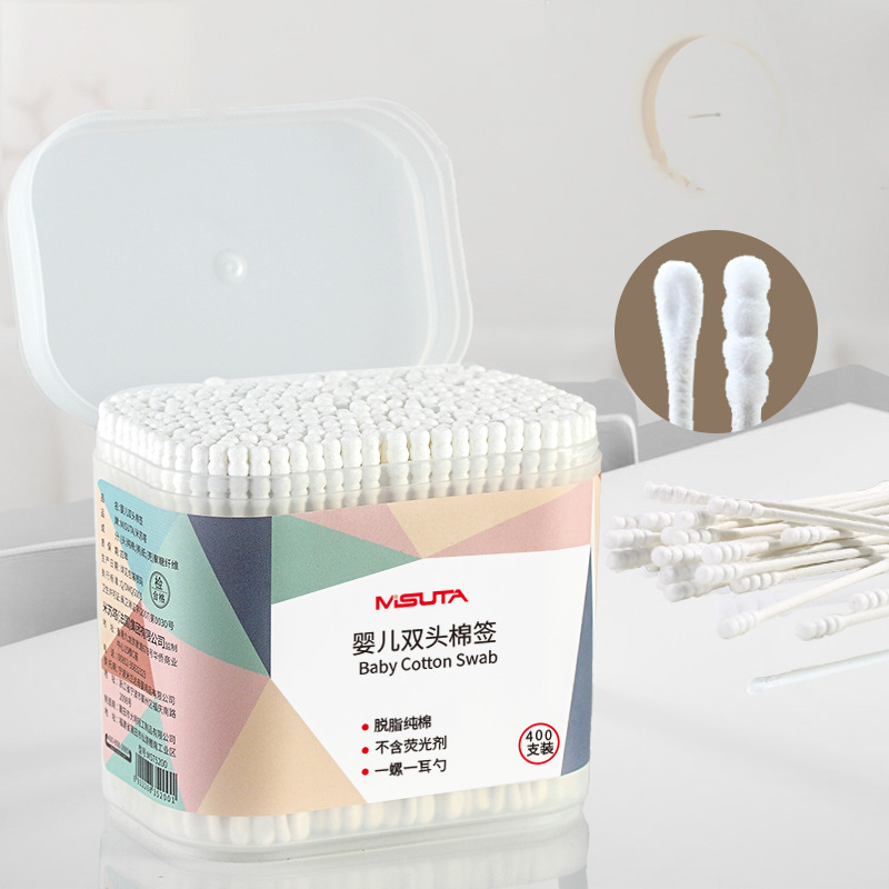  مسحات القطن للأطفال ذات طرفين 400 قطعة