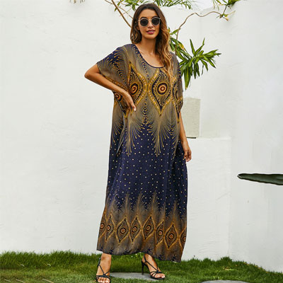 فستان أوروبي بطباعة الزهور مناسب للسفر