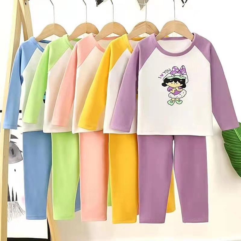 طقم سترة حرارية عالية الخصر من قماش ديرونج للأطفال